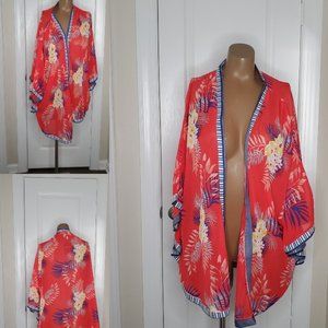 Tropical Print Kimono/Cover-Up